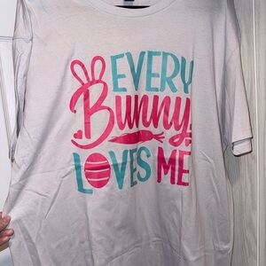 Gildan White Tee with Pink and Teal Print